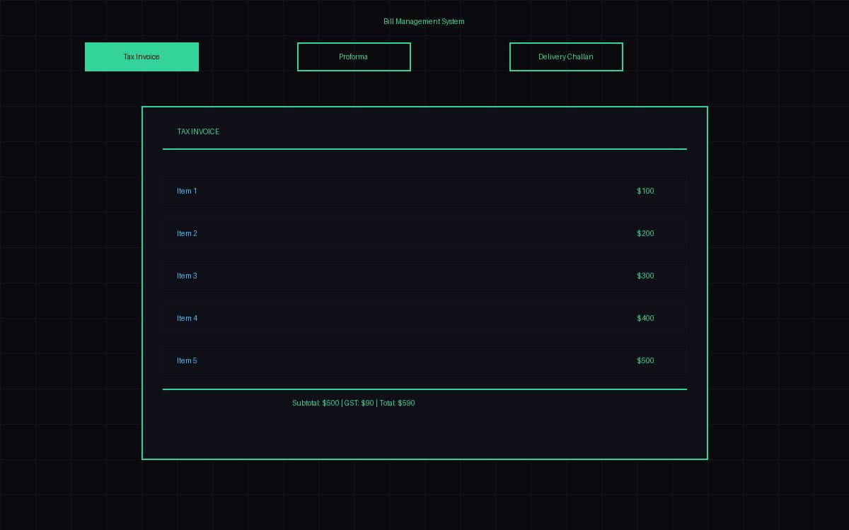 Bill generation system in React and FastAPI for Aashutosh Sales and Services